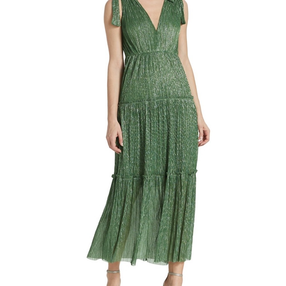 Sabina musayev helena metallic tiered maxi dress